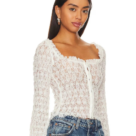 NWT Free People Madison Top - Size Medium - Color : White - Lace - Picture 3 of 11